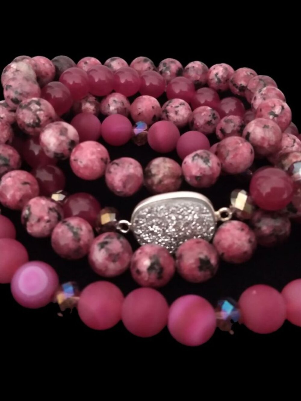 Handcrafted Multistone Druzy Stretch Bracelet Stack